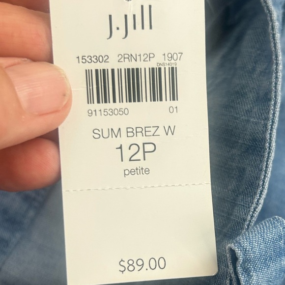 J. Jill Denim Women 12P Blue Summer Breeze Chambray Wide Leg Crop Belt Pants NWT - Picture 6 of 15